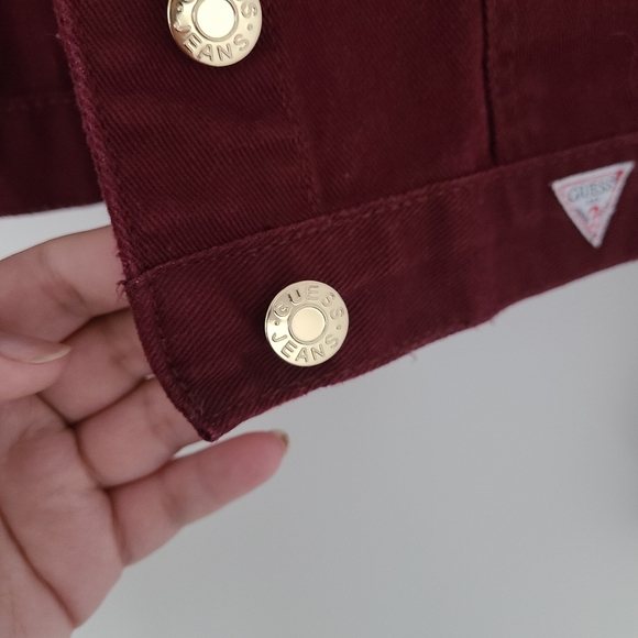 Guess maroon denim jacket M - Picture 2 of 3